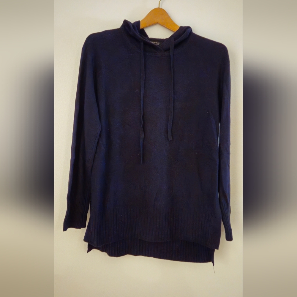 Banana Republic Deep Blue Merino Hoodie Sweater Size Medium